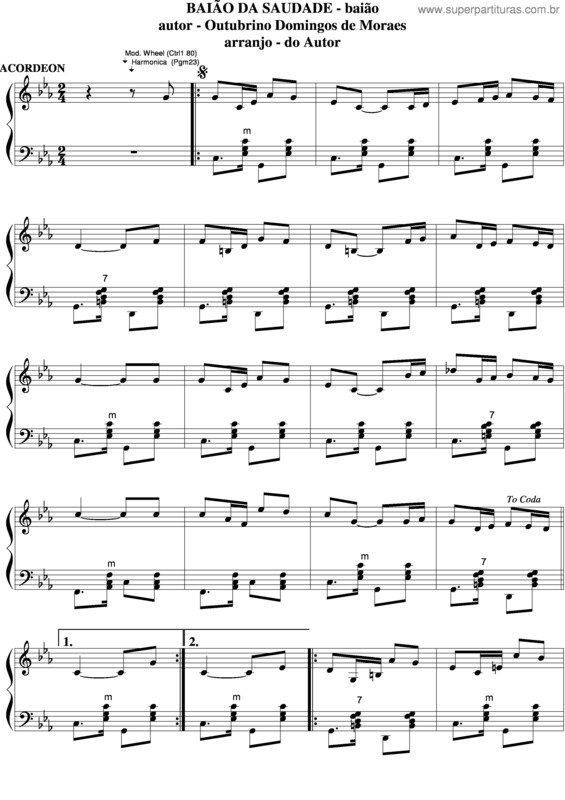 Partitura da música Baião Da Saudade v.3