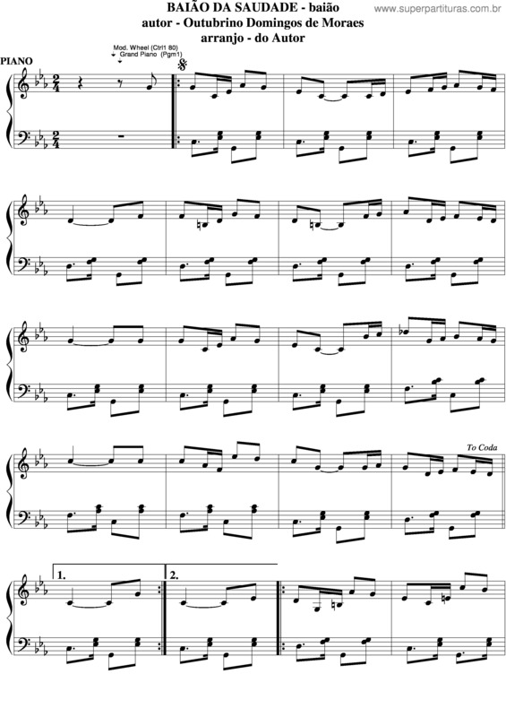 Partitura da música Baião Da Saudade v.6