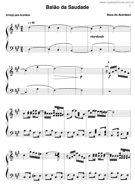 Partitura da música Baião Da Saudade