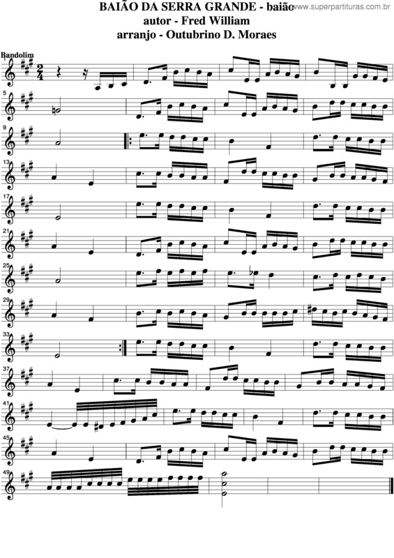 Partitura da música Baião Da Serra Grande v.2