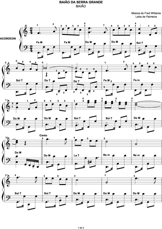 Partitura da música Baião da Serra Grande v.6