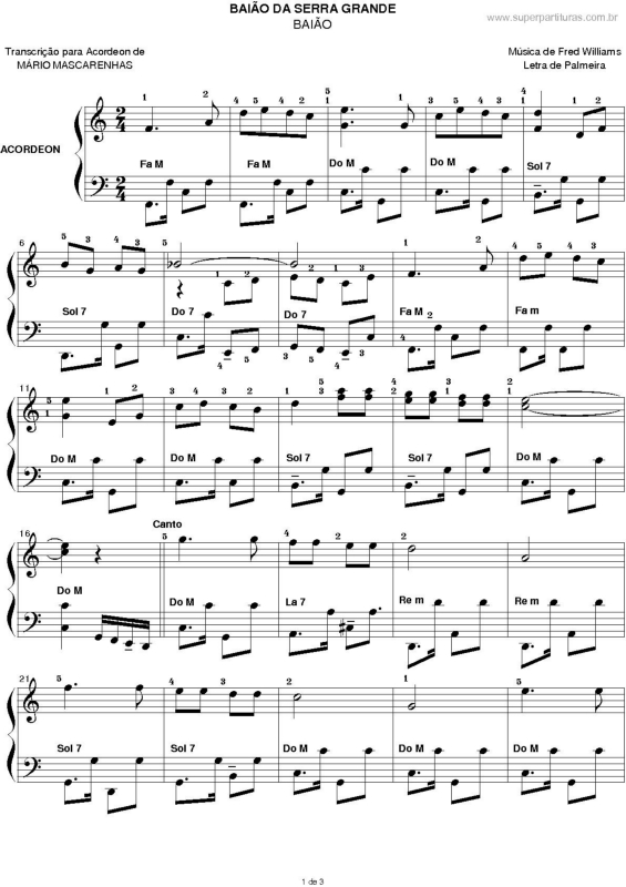 Partitura da música Baião Da Serra Grande