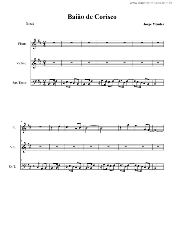 Partitura da música Baião de corisco