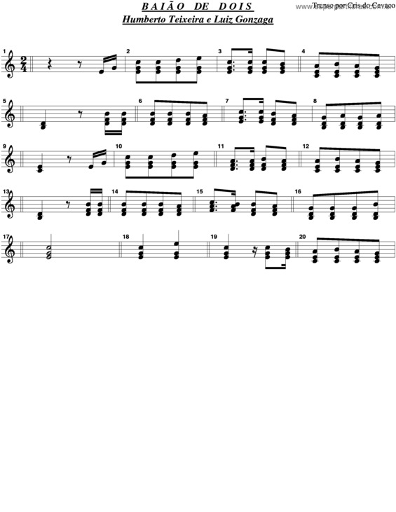 Partitura da música Baião De Dois v.3