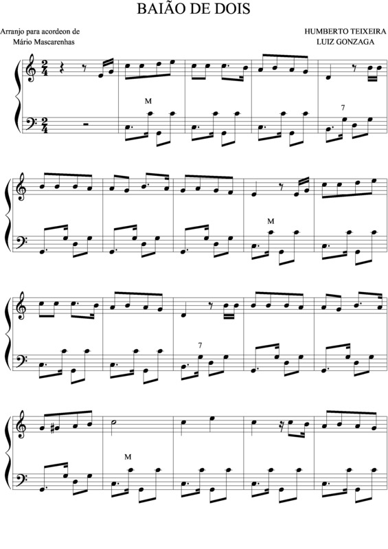 Partitura da música Baião de Dois v.8