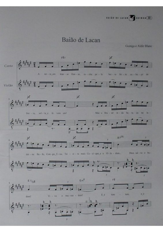 Partitura da música Baião de Lacan