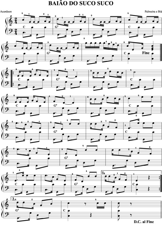 Partitura da música Baião do Suco-Suco v.3