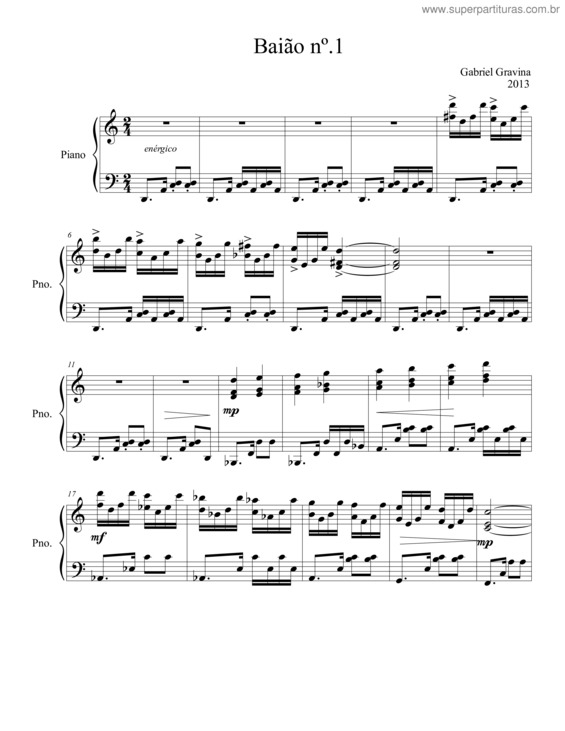 Partitura da música Baião nº 1