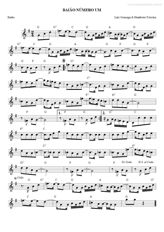 Partitura da música Baião Número Um