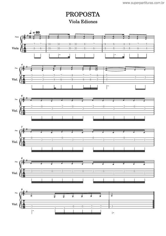 Partitura da música Baião Sertanejo – Conexão Sertão Viola Caipira Proposta