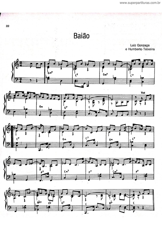 Partitura da música Baião v.10