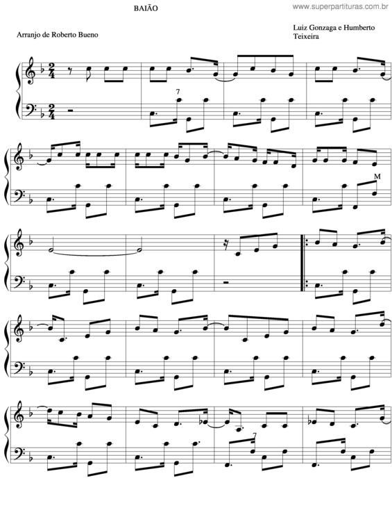 Partitura da música Baião v.3