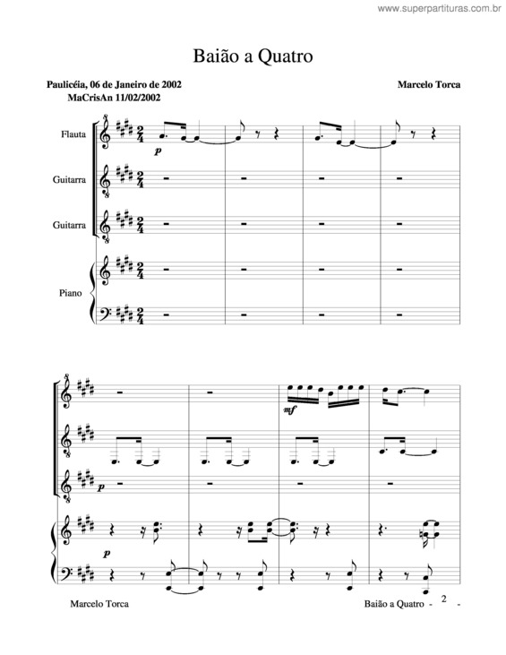 Partitura da música Baião v.4