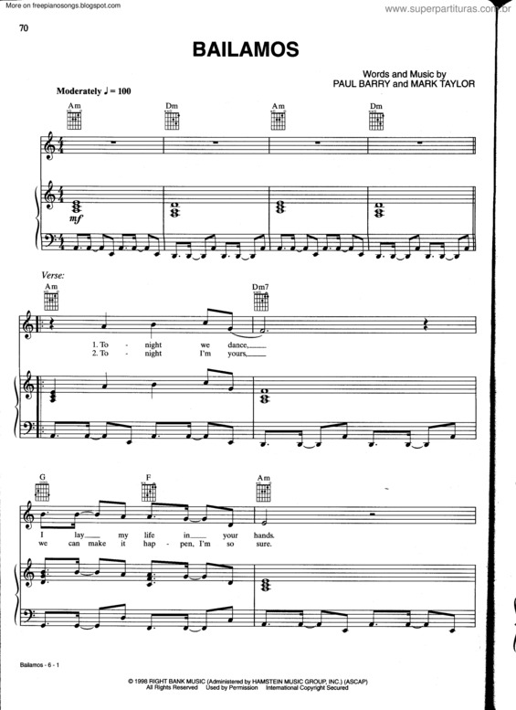 Partitura da música Bailamos v.2