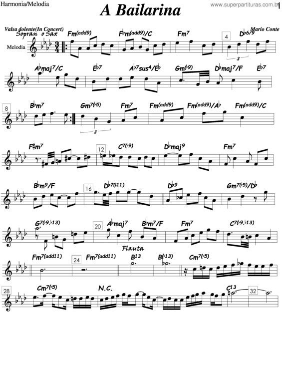 Partitura da música Bailarina