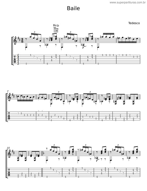 Partitura da música Baile – Tedesco