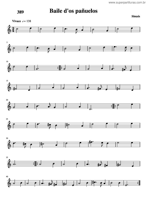 Partitura da música Baile D`Os Pañuelos