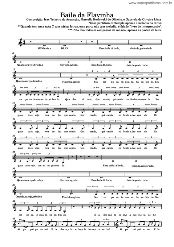 Partitura da música Baile Da Flavinha