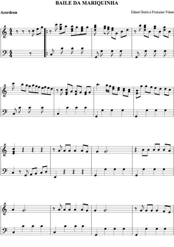 Partitura da música Baile da Mariquinha v.3