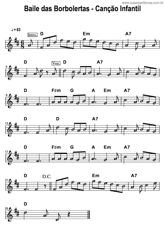 Partitura da música Baile Das Borbolertas