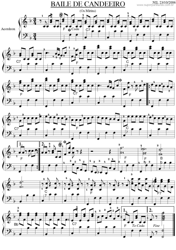 Partitura da música Baile De Candieiro v.2