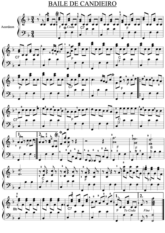 Partitura da música Baile de Candieiro v.3