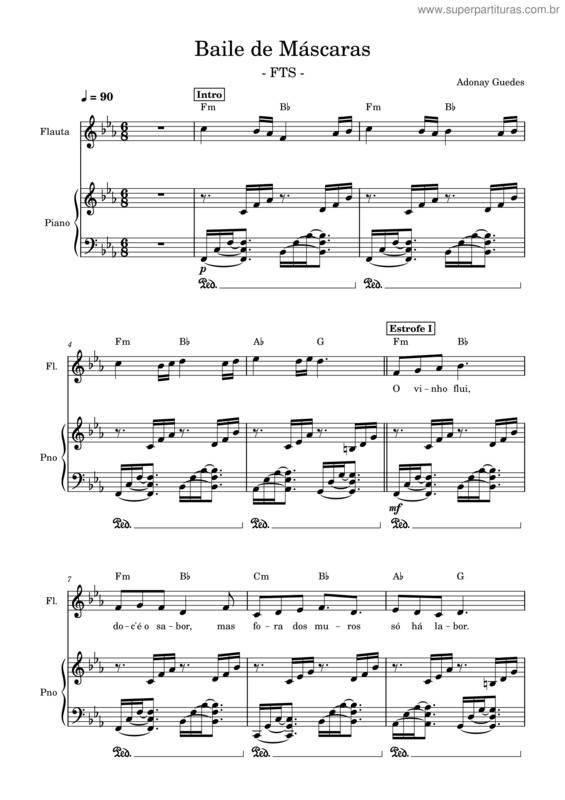 Partitura da música Baile De Máscaras – Adonay Guedes