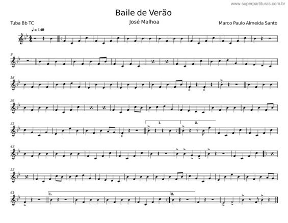 Partitura da música Baile De Verão – José Malhoa