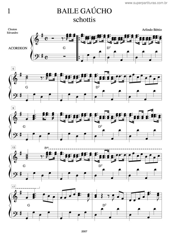 Partitura da música Baile Gaúcho v.2