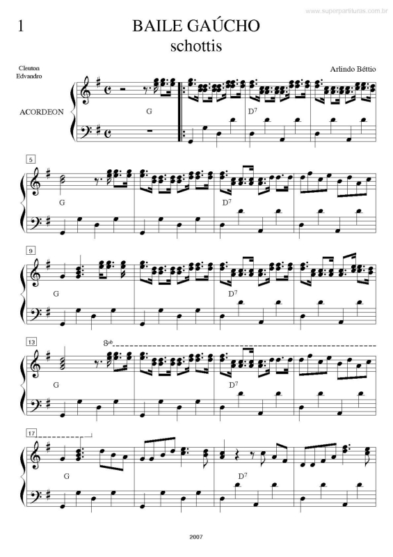 Partitura da música Baile Gaúcho