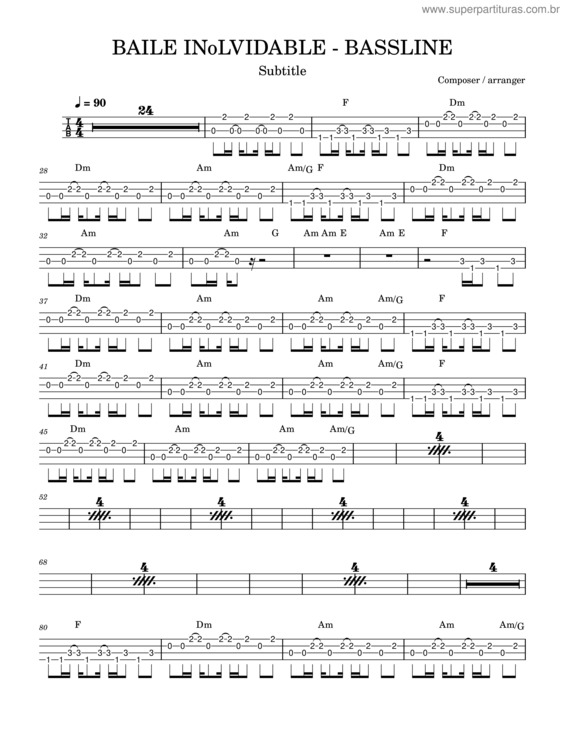 Partitura da música Baile Inolvidable – Bassline