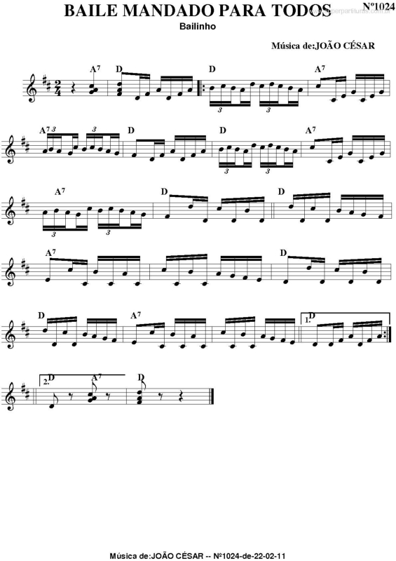 Partitura da música Baile Mandado Para Todos