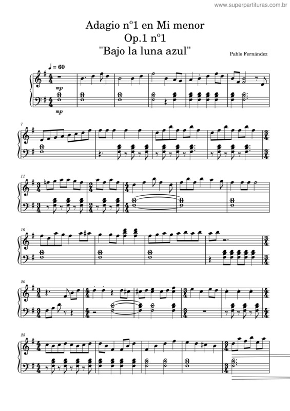 Partitura da música Bajo La Luna Azul