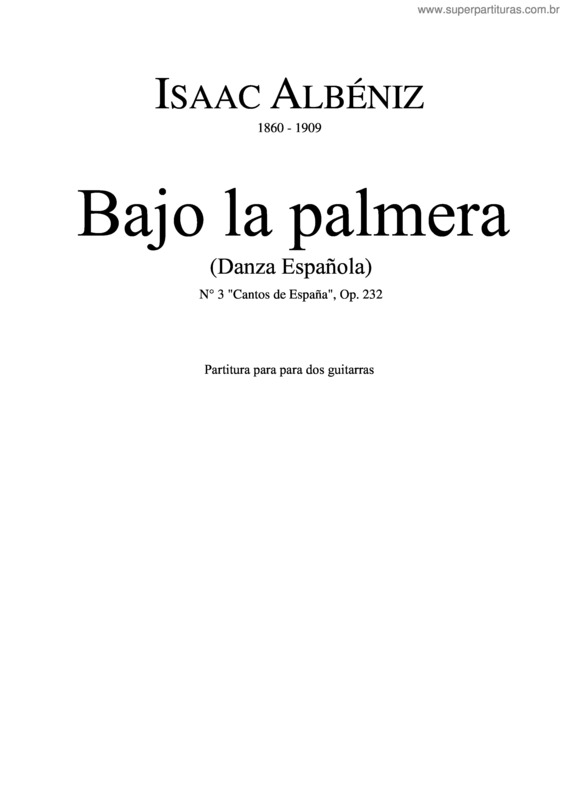 Partitura da música Bajo La Palmera