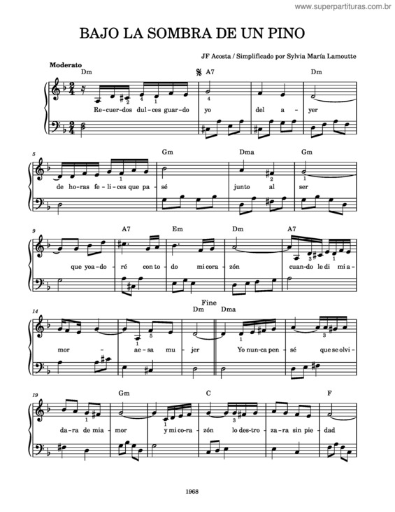 Partitura da música Bajo La Sombra De Un Pino