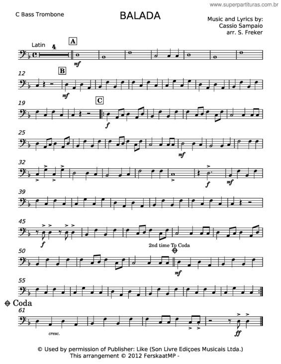 Partitura da música Balada – Cassio Sampaio v.2