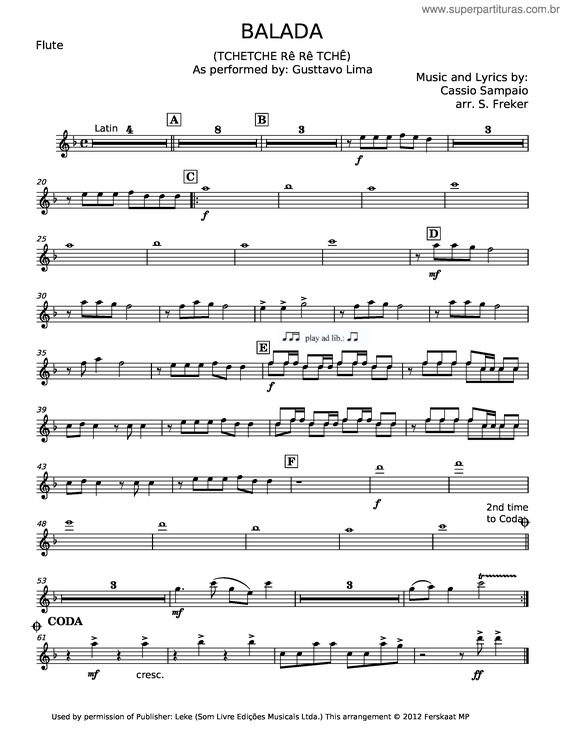 Partitura da música Balada – Cassio Sampaio