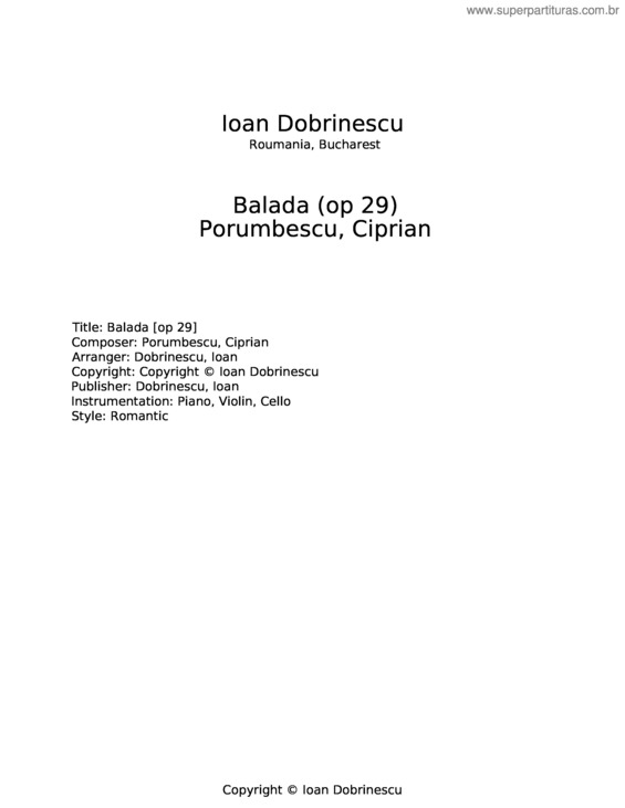 Partitura da música Balada – Ciprian Porumbescu v.2