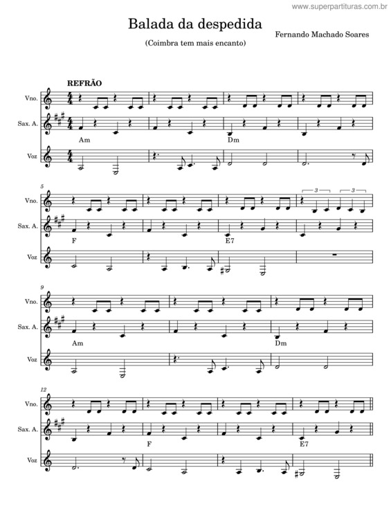 Partitura da música Balada Da Despedida v.2
