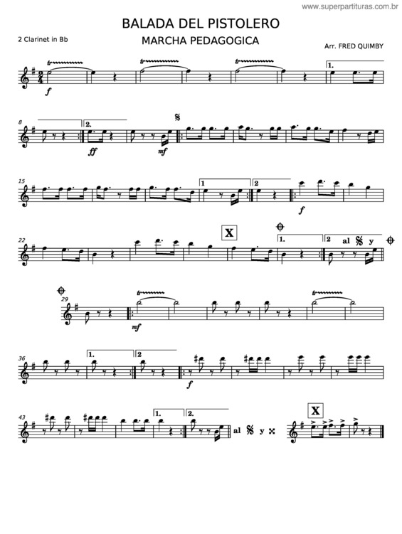 Partitura da música Balada Del Pistolero – Marcha Pedagogica v.3