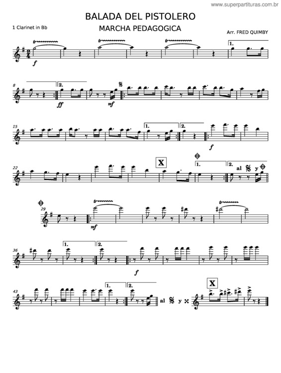 Partitura da música Balada Del Pistolero – Marcha Pedagogica v.6