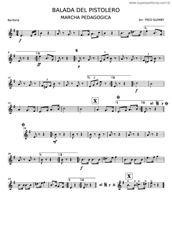 Partitura da música Balada Del Pistolero – Marcha Pedagogica v.8