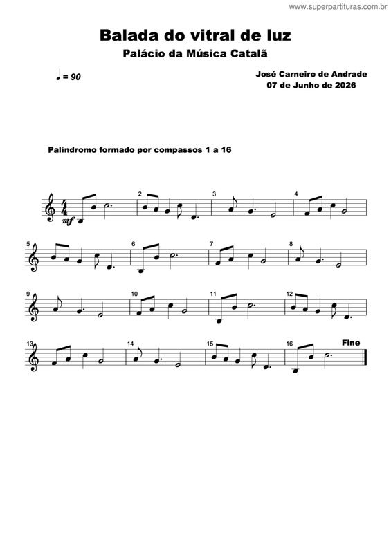 Partitura da música Balada Do Vitral De Luz