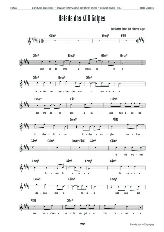 Partitura da música Balada dos 400 Golpes