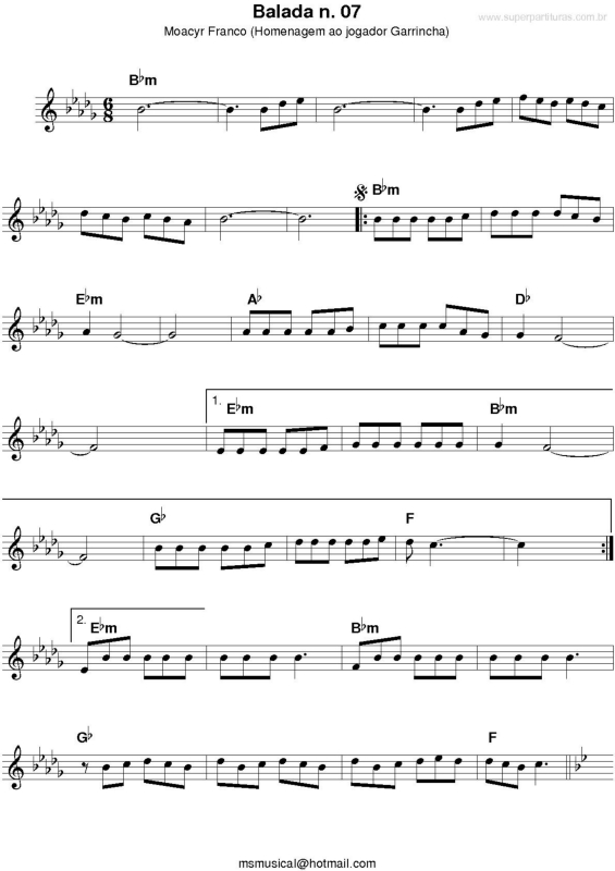 Partitura da música Balada n. 7