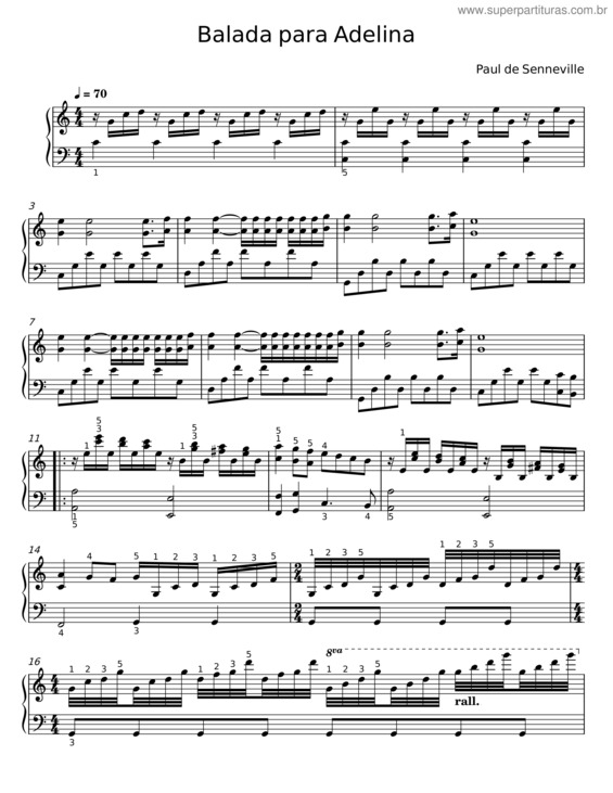 Partitura da música Balada Para Adelina – Paul De Senneville