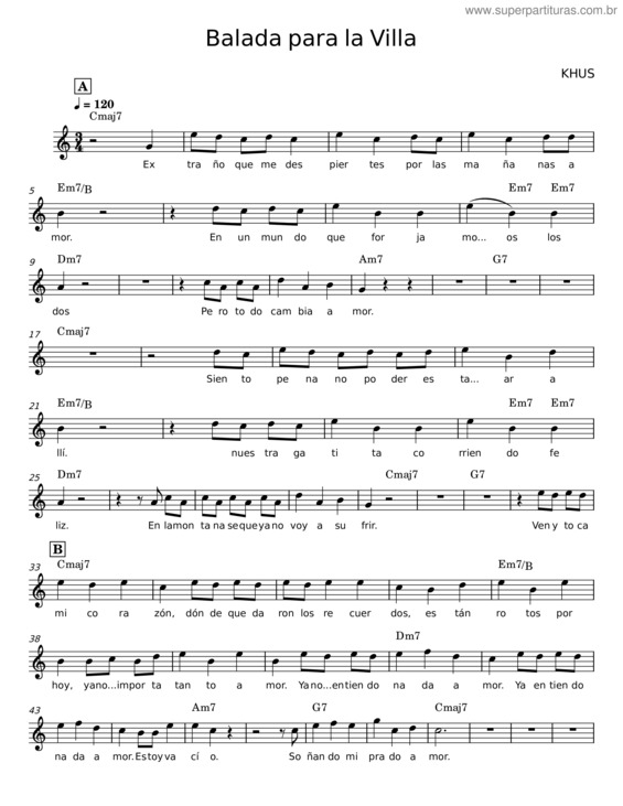 Partitura da música Balada Para La Villa