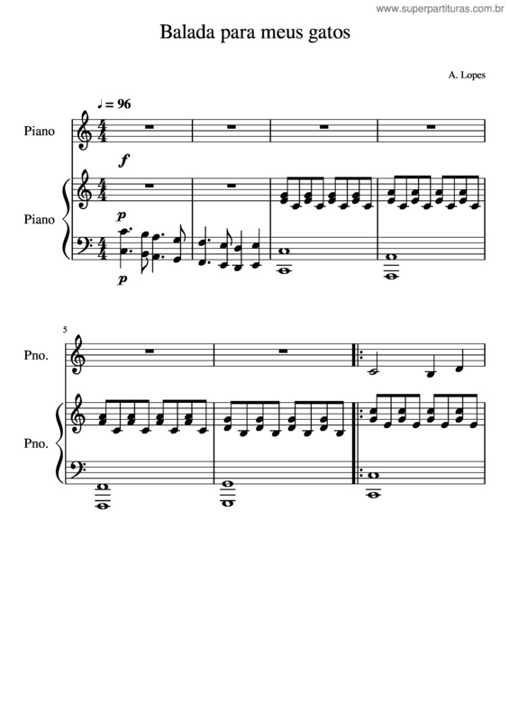 Partitura da música Balada Para Meus Gatos