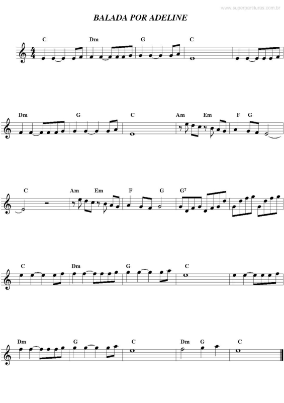 Partitura da música Balada por Adeline v.2