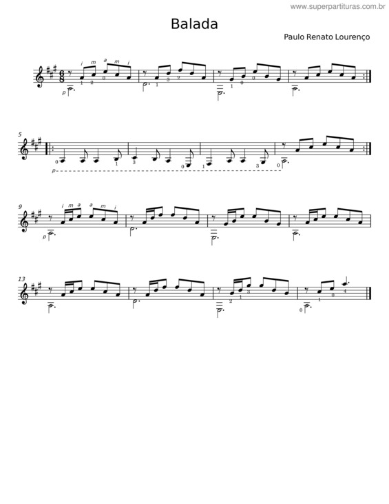 Partitura da música Balada v.13